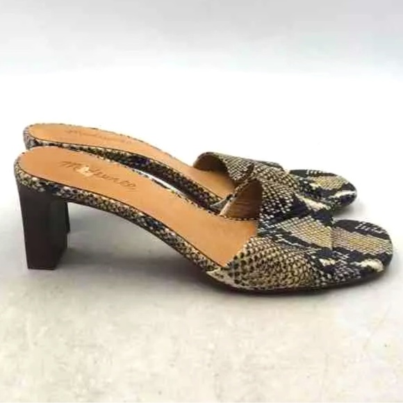 Madewell Python Embossed Leather Slide Sandals Size 9 - Picture 2 of 8